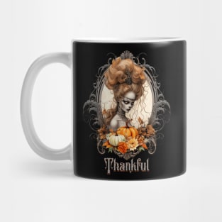 Goth Creepy Lady Pumpkins Thankful Mug